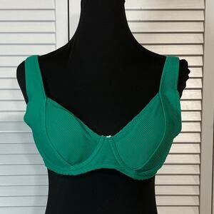 Vibrant Green Sweetheart Neckline Ribbed Demi Underwire Swimwear Bikini Top L